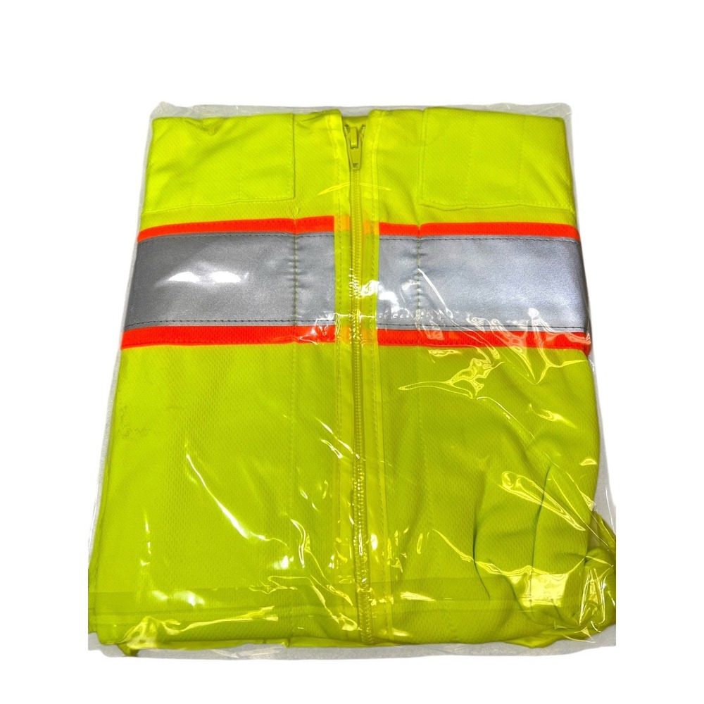 Condor 1YAJ7 High‎ Visibility Safety Vest Class 2  XXXL Yellow Reflective Zip Up